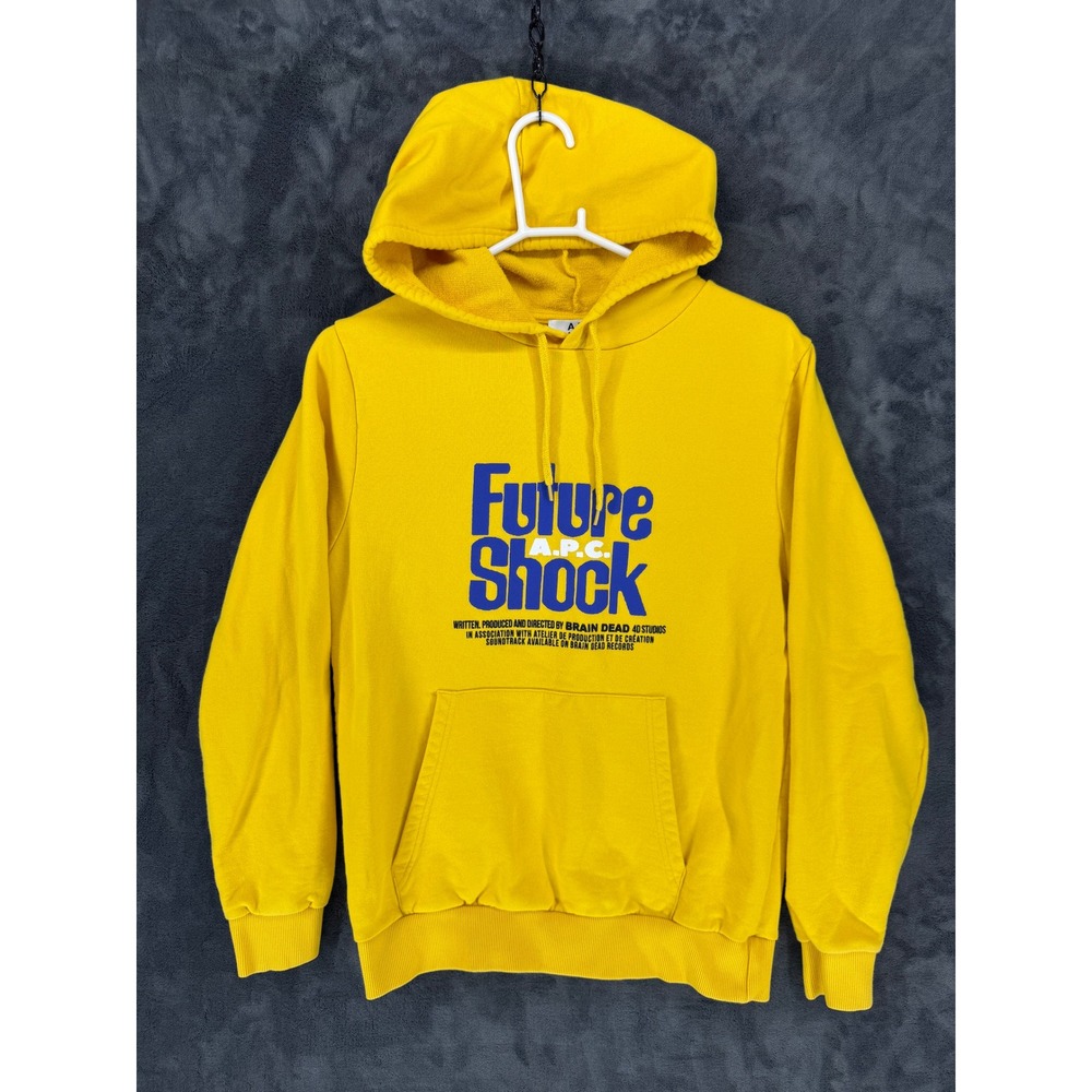 APC x Brain Dead Future‎ Shock Yellow Graphic Hoodie Mens Small Portugal